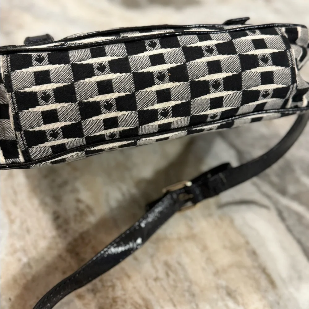 Unique and lovely EUC patent and cloth Kate spade flap bag barely worn